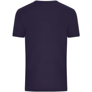 A navy blue men's T-shirt with a 1:1 ribbed design, featuring a branding logo on the back.