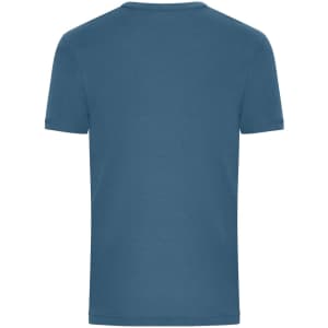 A men's T-shirt in a deep blue colour, featuring a classic 1:1 rib design at the back. It has a logo.