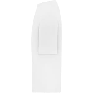 An oversized white T-shirt with short sleeves, featuring a logo on the front.