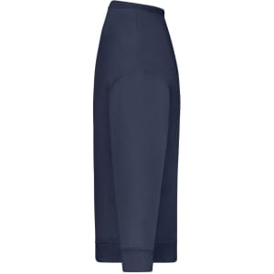 An oversized navy jumper featuring a ribbed cuff and a side view design. It has a smooth, solid fabric finish.