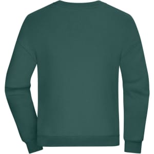 An oversized jumper in dark green with a crew neck and long sleeves, featuring a plain back design.