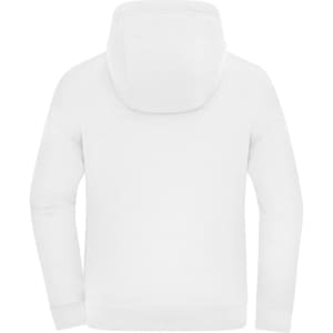 An oversized hooded jacket in white, featuring a spacious silhouette and a plain design without visible logos.