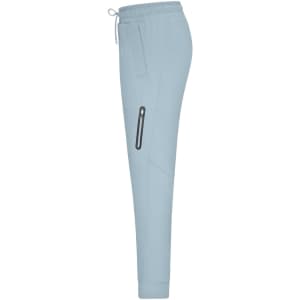 Light blue interlock men's pants with a side zip pocket, featuring an elastic waistband and a tapered fit.