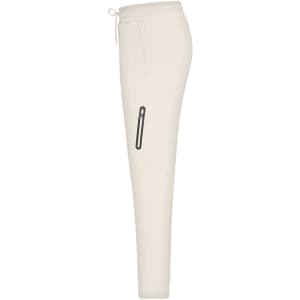 Cream-coloured interlock men's pants with a drawstring and a side zippered pocket, featuring a small logo.