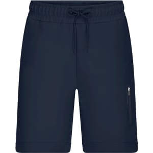 Men’s sports shorts in navy blue with a drawstring waist and a zip pocket. Features logo branding.