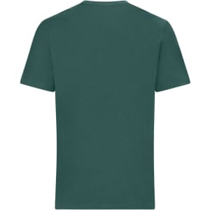 A green colour-block T-shirt with a plain back design, featuring a simple crew neckline.