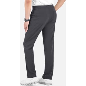 A pair of charcoal grey men's cargo pants featuring a half elastic waistband and multiple pockets.