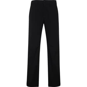 Black patrol work trousers featuring a straight-leg design and a logo on the waistband.