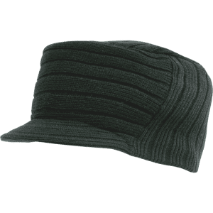 A flat top cap in black with textured stripes, featuring a curved brim and a snug fit design.