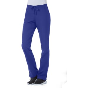 A pair of women's half elastic pants in a vibrant blue colour, featuring a drawstring and side pockets.