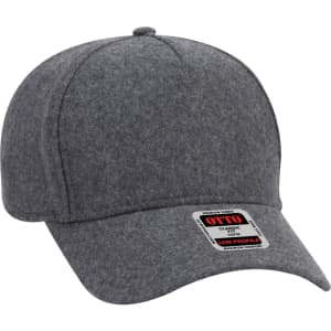 A grey 5 Panel Baseball cap with a low profile and a visible logo on the side.