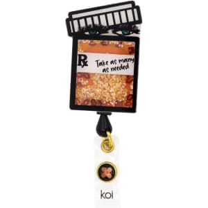 A badge featuring a decorated frame, with vibrant orange and gold hues, and a stylised design with a logo.