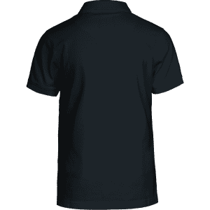 A dark navy polo shirt featuring a classic collar and short sleeves. The shirt has a plain design and includes a logo.