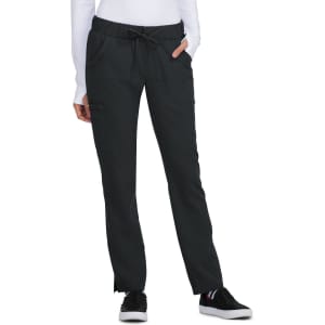A pair of black pants with a drawstring waist and pockets, designed for comfort and functionality.