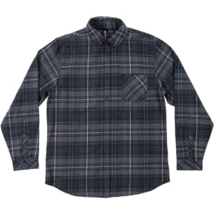 A short sleeve yarn-dyed flannel shirt featuring a black and grey check pattern with a chest pocket.