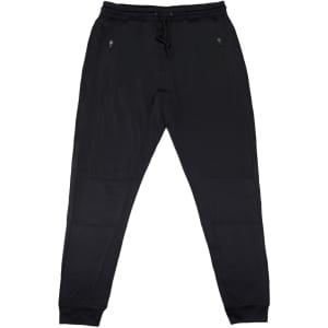 A pair of black Tech Fleece Knit Jogger Pants featuring zip pockets and a drawstring waistband.