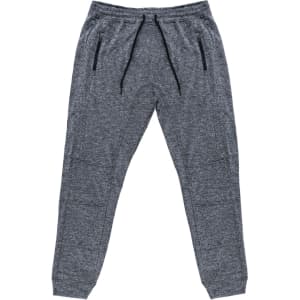 Performance Tech Fleece Jogger Pants in grey with a relaxed fit, featuring pockets and an elastic waistband.