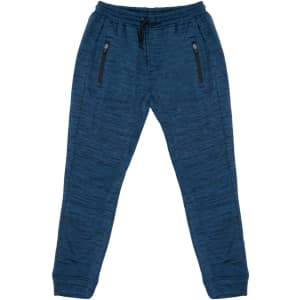 Tech Fleece Knit Jogger Pants in dark blue with zippered pockets and a drawstring waist.
