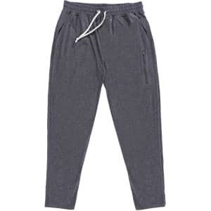 A pair of grey soft jersey joggers with an elasticised waistband and pockets.