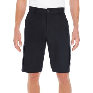 Men's cargo shorts in black, featuring multiple pockets and a comfortable fit. Includes branding on the waistband.