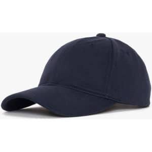 A navy blue cap with a curved brim and a logo on the front.