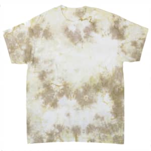 A tie-dye T-shirt in shades of cream and beige, featuring a relaxed fit and a unique swirling pattern.