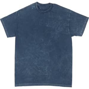 A Mineral Wash Tie Dye T-Shirt in a deep blue hue with a textured, faded appearance and a casual fit.