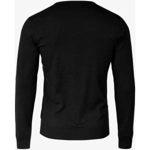 A black Brighton V-Neck men's knitwear jumper features long sleeves and a fitted design at the waist.