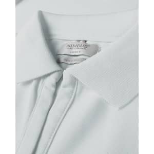 A light blue polo shirt featuring a classic collar and a small logo on the neck tag.