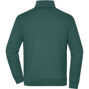 A green fleece jacket featuring a high collar and long sleeves, with a back view and no visible branding.