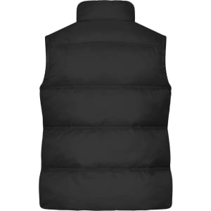 A black ladies winter vest featuring a padded design and high collar, with no distinct logos visible.