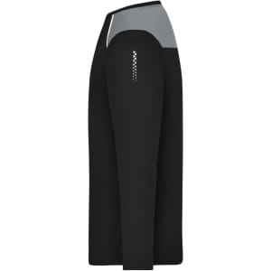 A long-sleeve men's running shirt in black with grey accents and a logo.