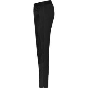 Black men's running pants with a sleek design and a logo featured on the side. Suitable for active wear.