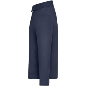 A navy unisex shirt jacket featuring a collar and side pocket, with a simple design and no visible logos.