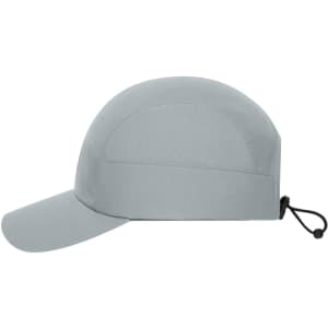 A 7-panel sports cap in grey with a curved brim and an adjustable drawstring at the back.