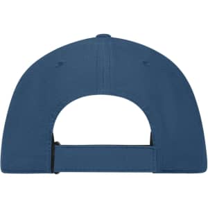 A 6-panel workwear cap in blue, featuring a curved peak and an adjustable strap at the back.