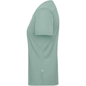 A light green work T-shirt for ladies with short sleeves and a fitted cut. It features a small logo.