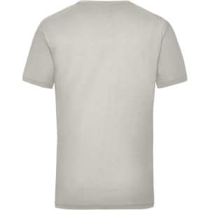 A light grey work T-shirt with short sleeves and a simple design. The shirt includes a logo on the back.