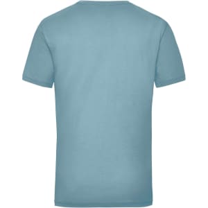 A blue work t-shirt featuring a plain back design and a fitted style, suitable for various work environments.