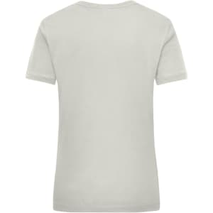 A light grey women's work t-shirt featuring a simple design and no visible branding on the back.