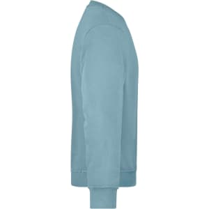 A blue workwear sweatshirt featuring a simple design and a crew neck, with long sleeves and ribbed cuffs.