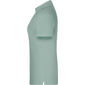 A light green ladies' polo shirt featuring a classic design and a logo on the chest.