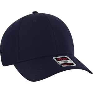 A navy blue low profile baseball cap featuring a branded patch on the front. It has six panels for a comfortable fit.