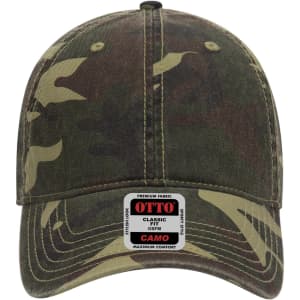 A low profile baseball cap in digital camouflage pattern, featuring a curved brim and a branded label.