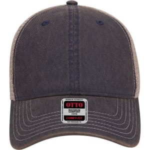 A dark navy blue baseball cap with a low profile, made of soft polyester, featuring a logo label on the front.