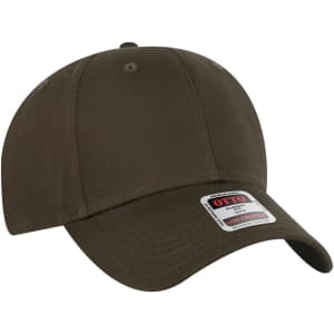A low profile six-panel baseball cap in olive green, featuring a brand label on the front.