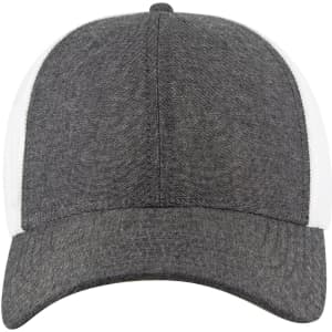 A baseball cap featuring a grey front and white mesh back, with a low profile and a six-panel design.