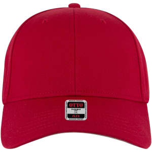 A red low-profile baseball cap featuring a front panel and a logo.