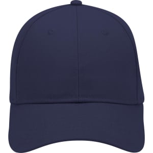 A navy blue 6 panel low profile baseball cap featuring a plain design and a logo.