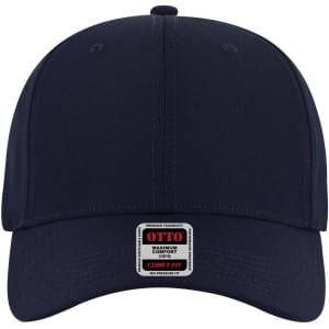 A navy blue low-profile baseball cap with a structured design and a logo on the front.